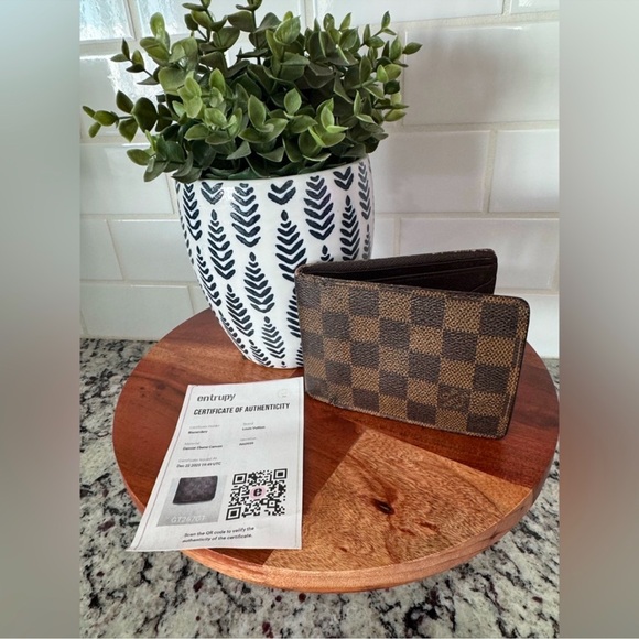 Louis Vuitton Other - Louis Vuitton Damien Ebene Bi-Fold Brown Checkered Wallet with COA